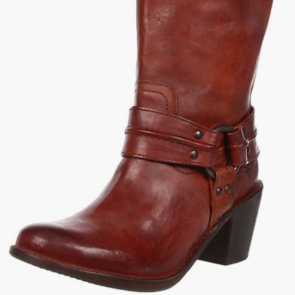 Frye Carmen Leather Harness Short Boots Whiskey 8.5 9 - Picture 2 of 12